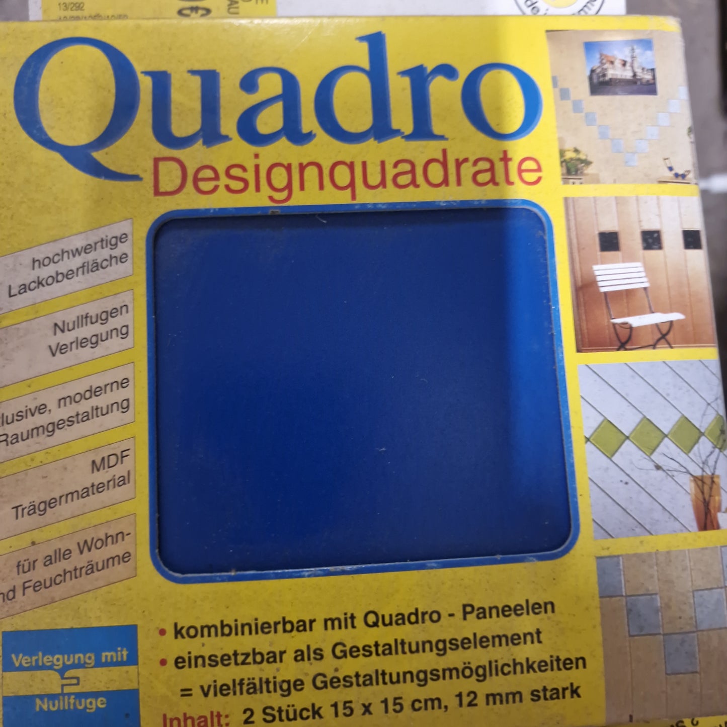MDF Quadro Designquadrate 15x15cm, 12mm stark, für  Quadro Paneelen